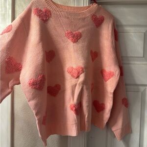 NWOT Pink Heart Pattern Sweater